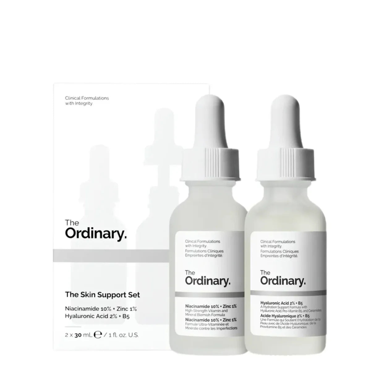 The Skin Support Set Niacinamide 10% Zinc 1% + Hyaluronic Acid 2% + B5 Combo
